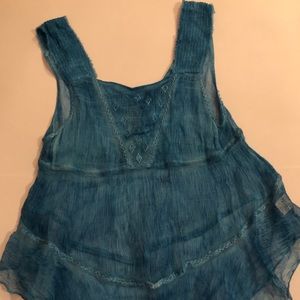 Blue, sheer Free People tank top. Medium